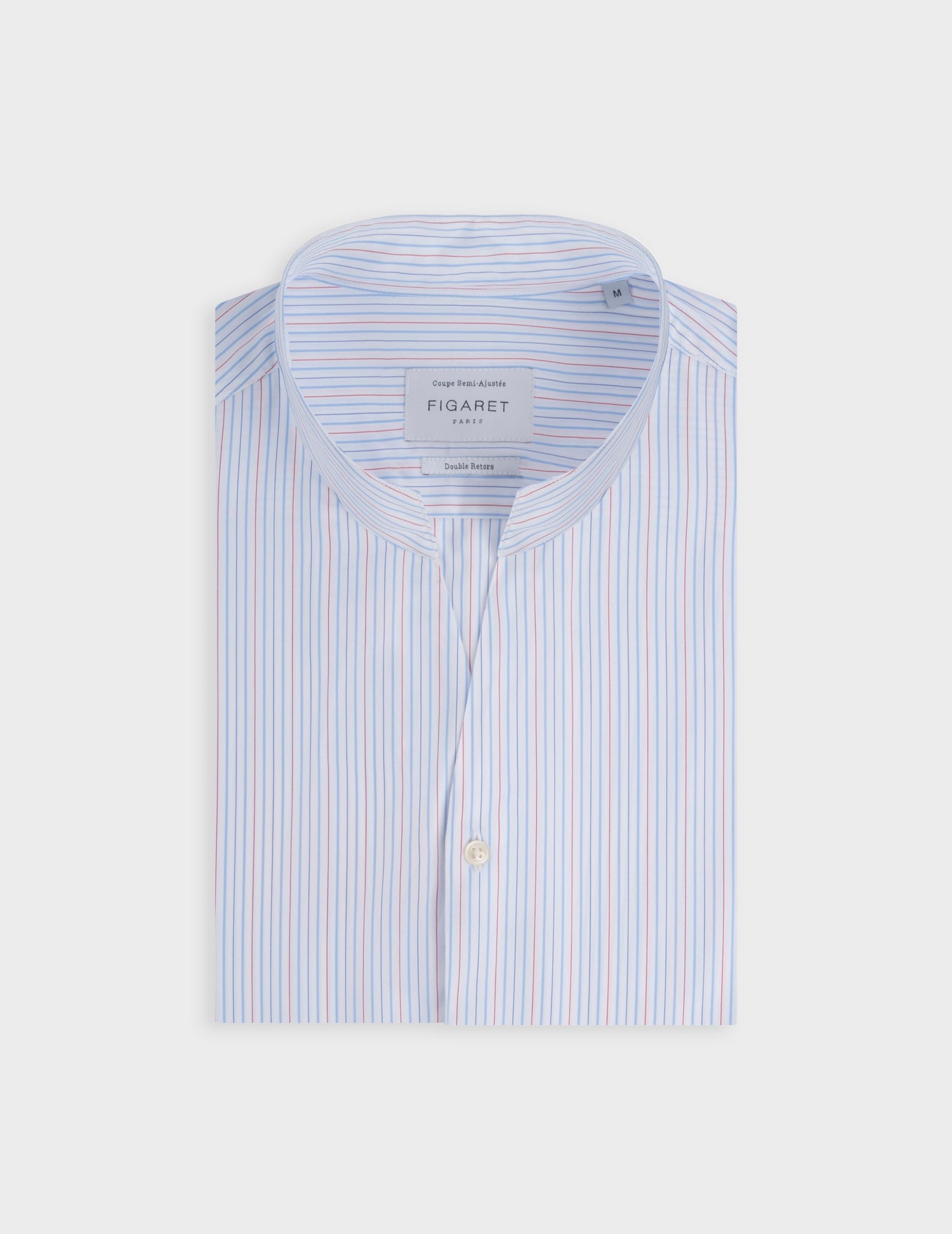 Striped red Carl shirt  - Popeline - droit ouvert Collar