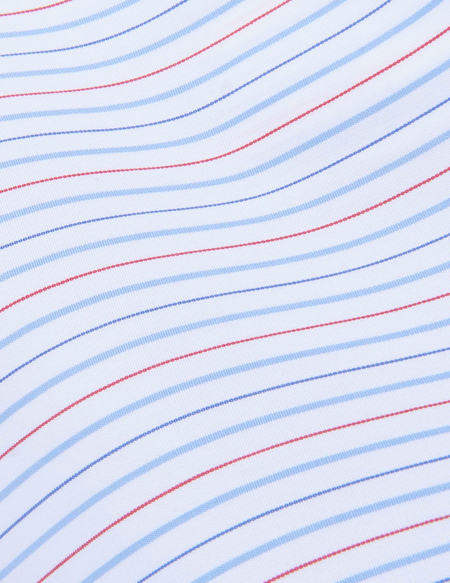 Striped red Carl shirt  - Popeline - droit ouvert Collar#2