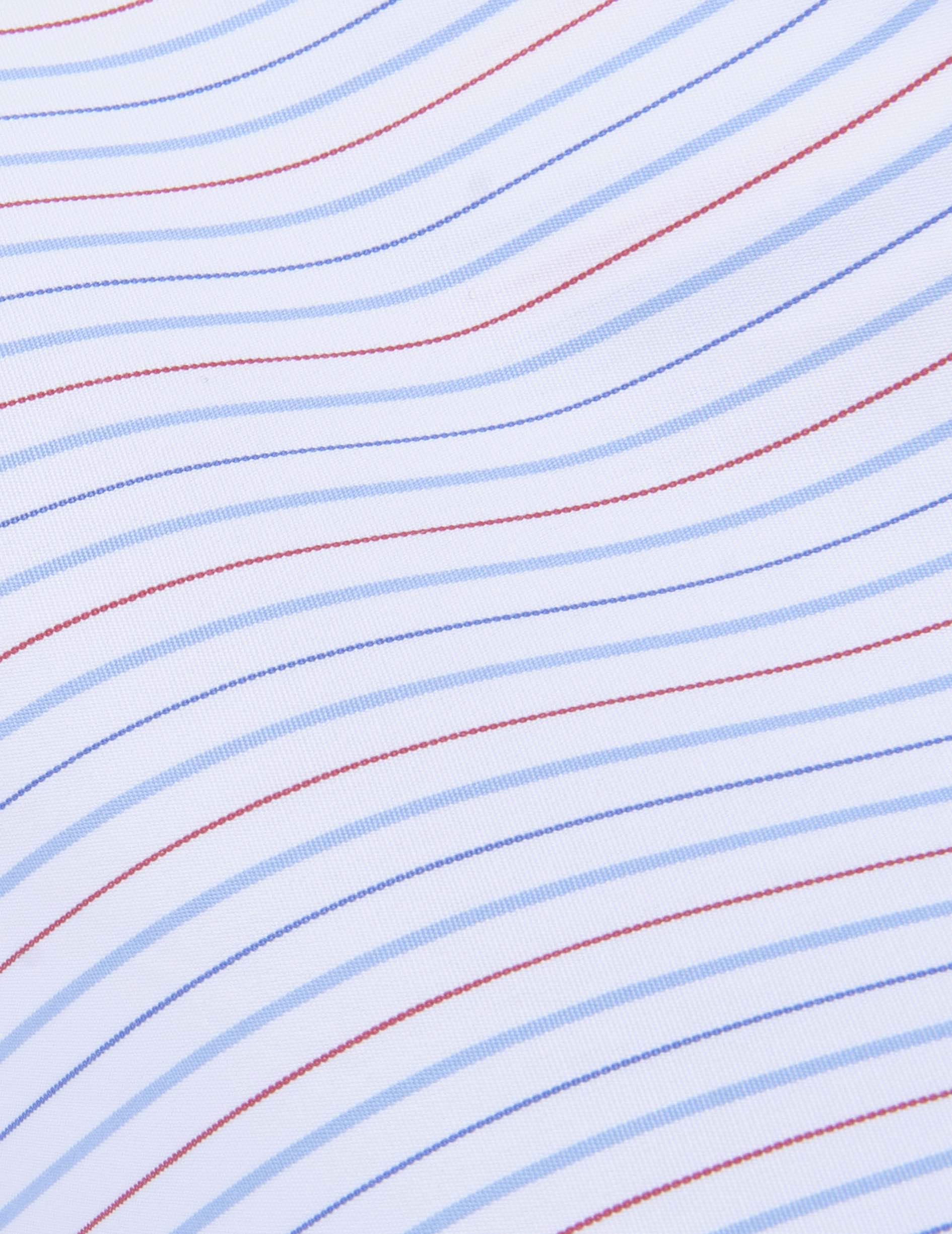 Striped red Carl shirt  - Popeline - droit ouvert Collar