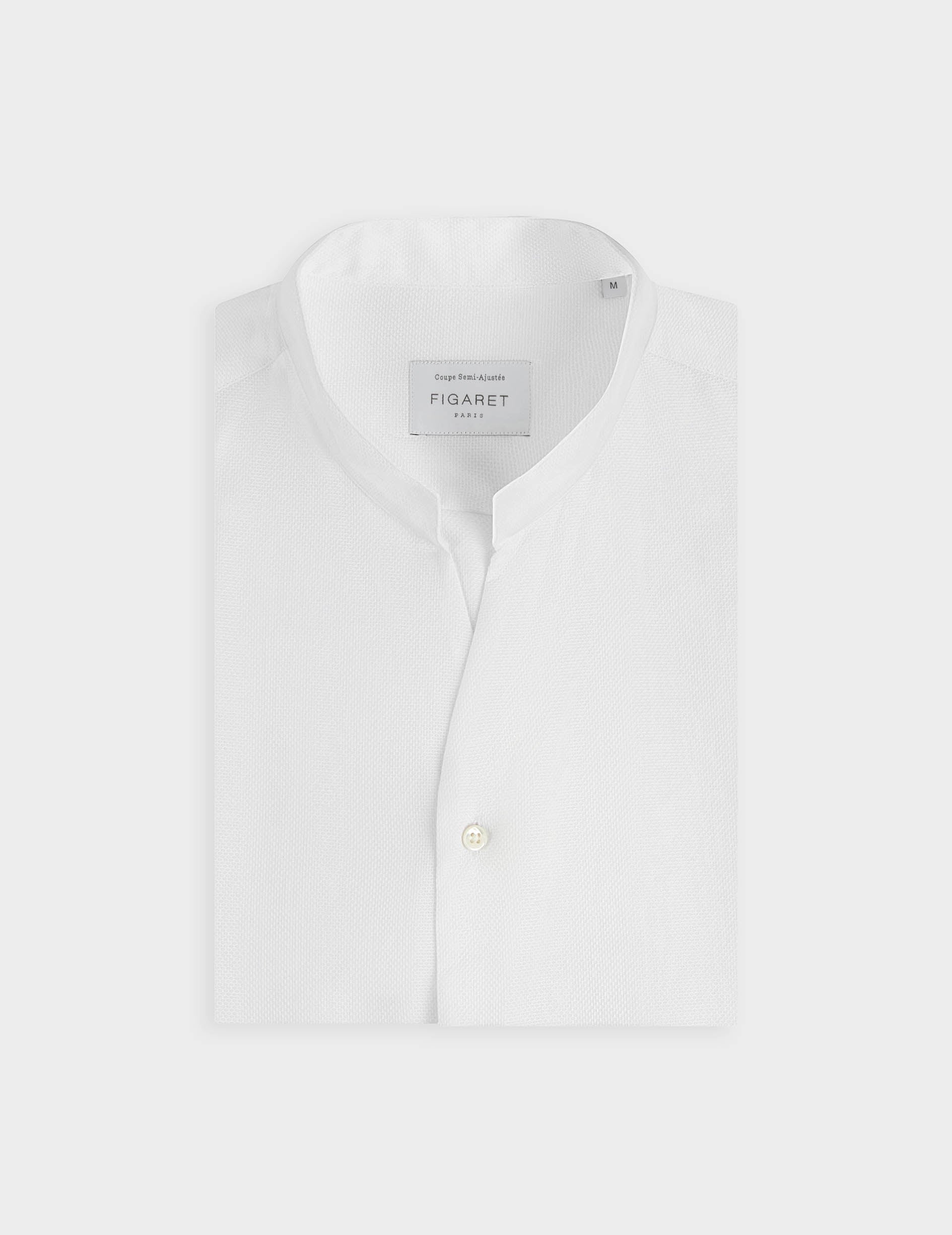 Chemise Carl blanche - Façonné - Col droit ouvert