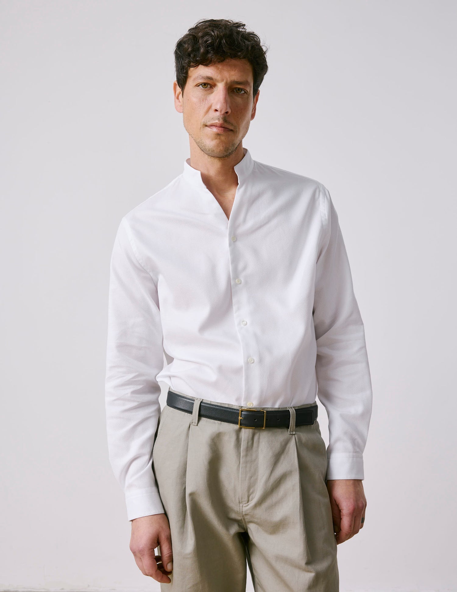 Chemise Carl blanche - Façonné - Col droit ouvert#3