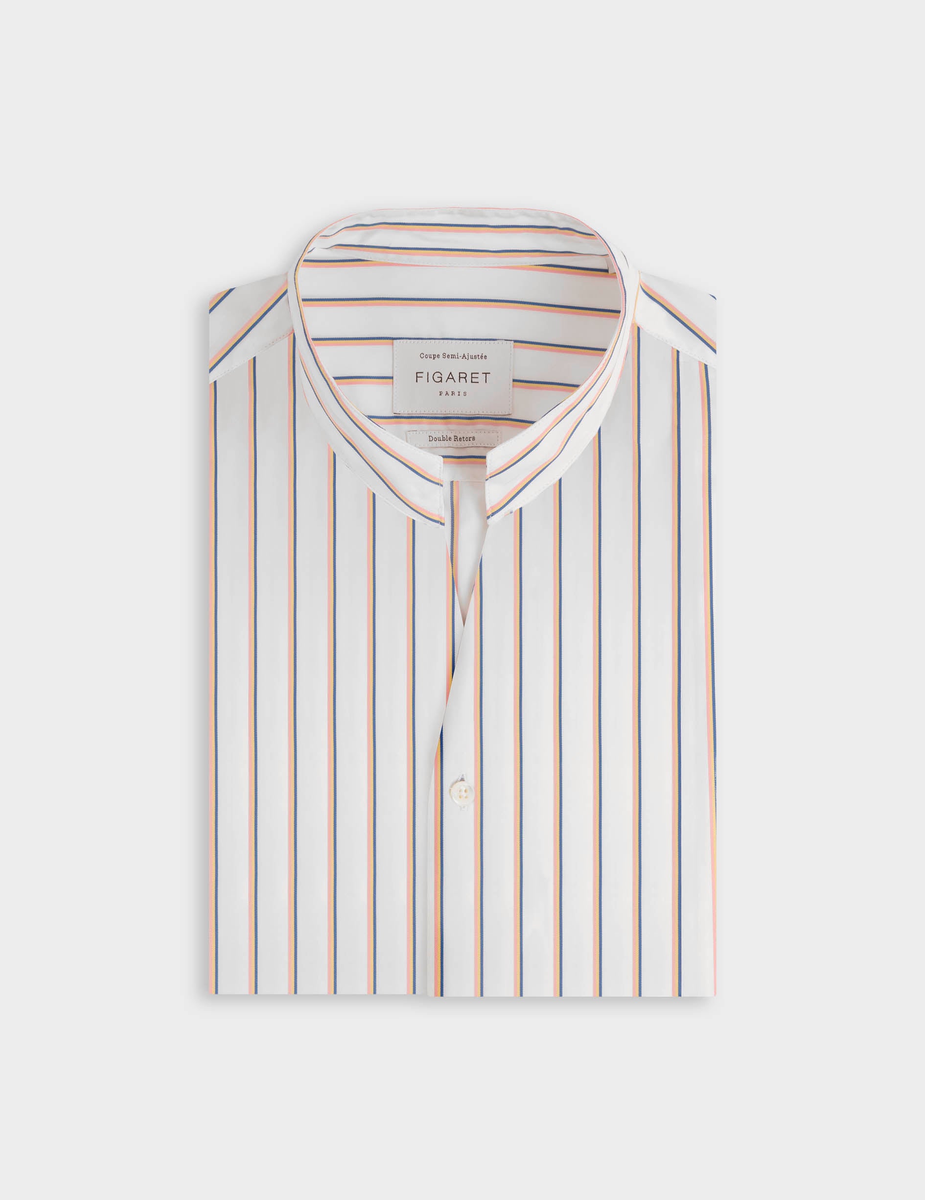 Carl Striped yellow shirt - Poplin - Open straight Collar