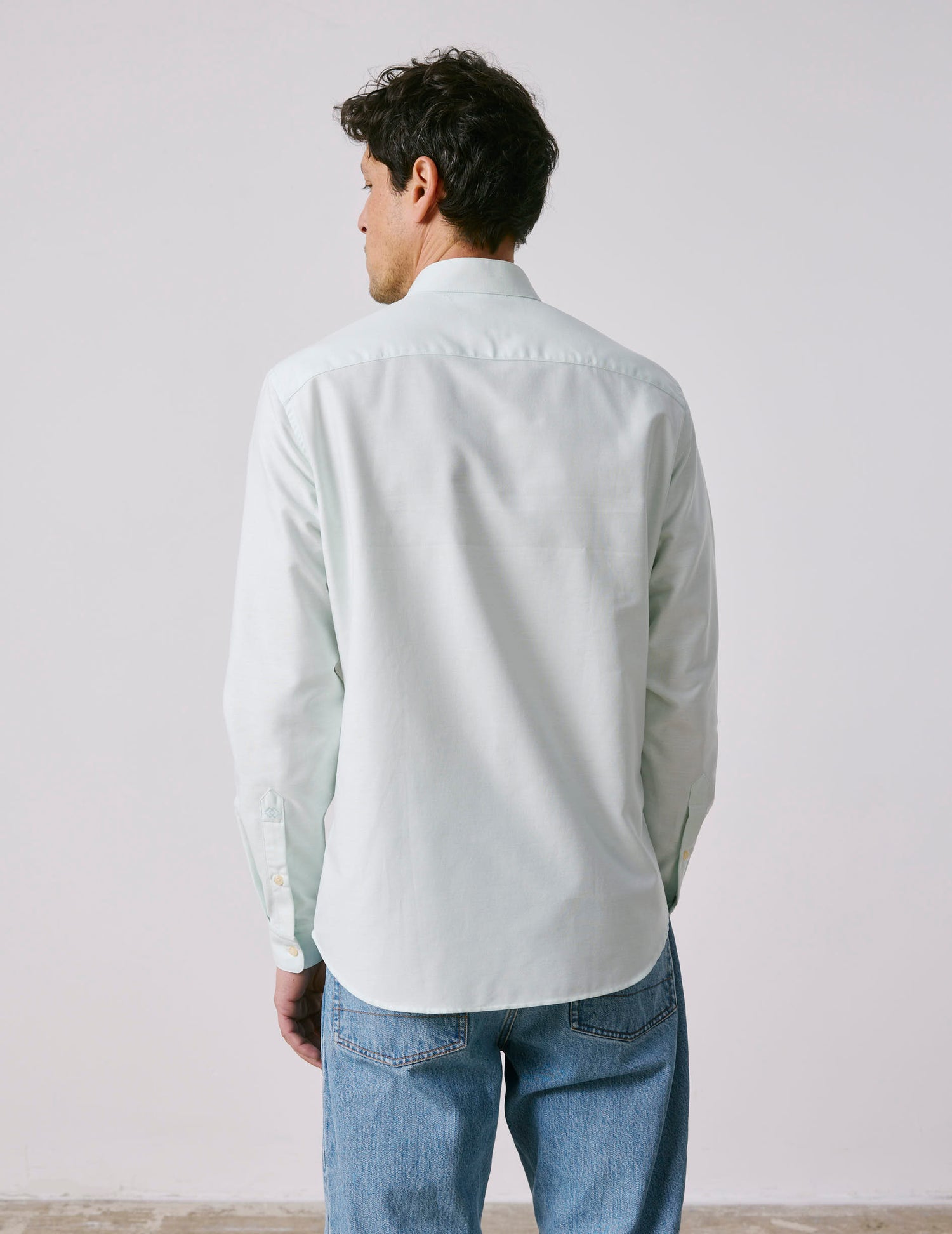 Light green Carl shirt - Oxford - droit ouvert Collar#2