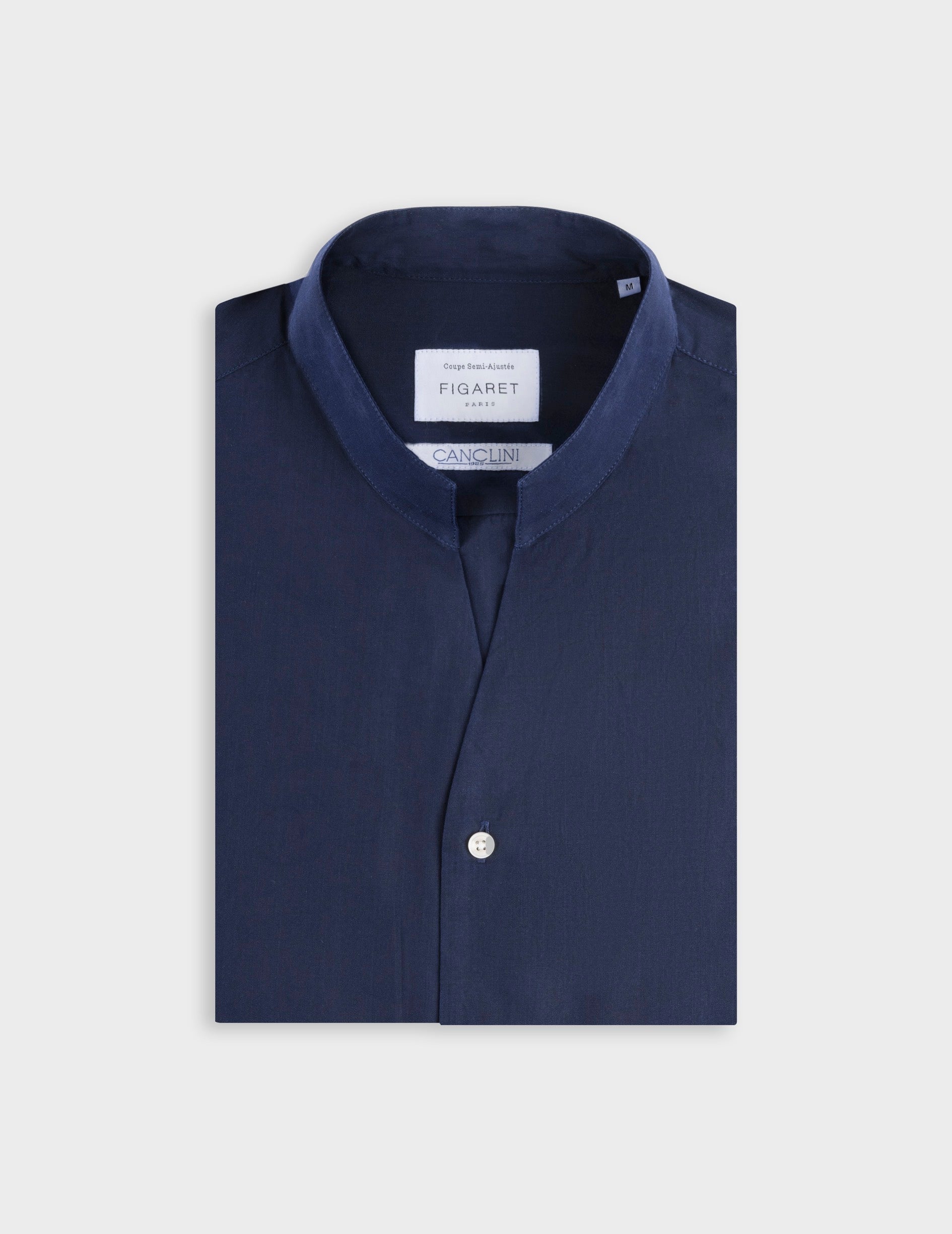 Chemise Carl en denim bleu marine - Denim - Col droit ouvert