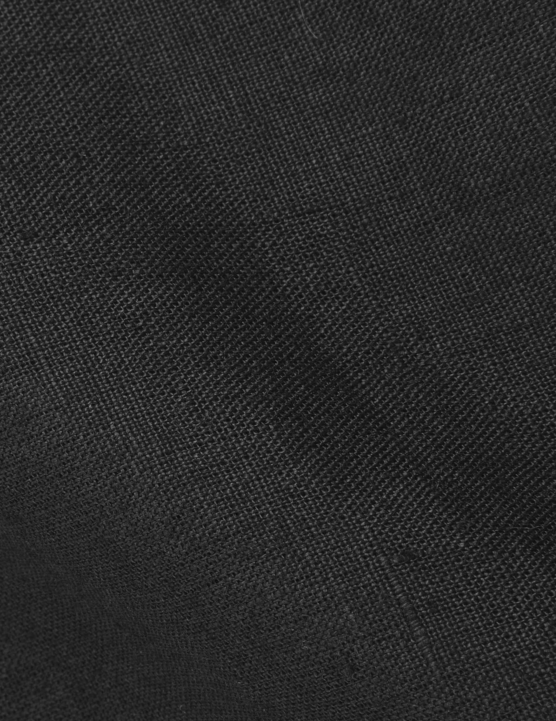 Carl black linen shirt - Linen - open straight Collar