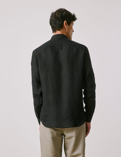 Carl black linen shirt
