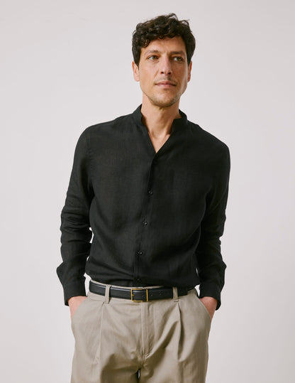 Carl black linen shirt