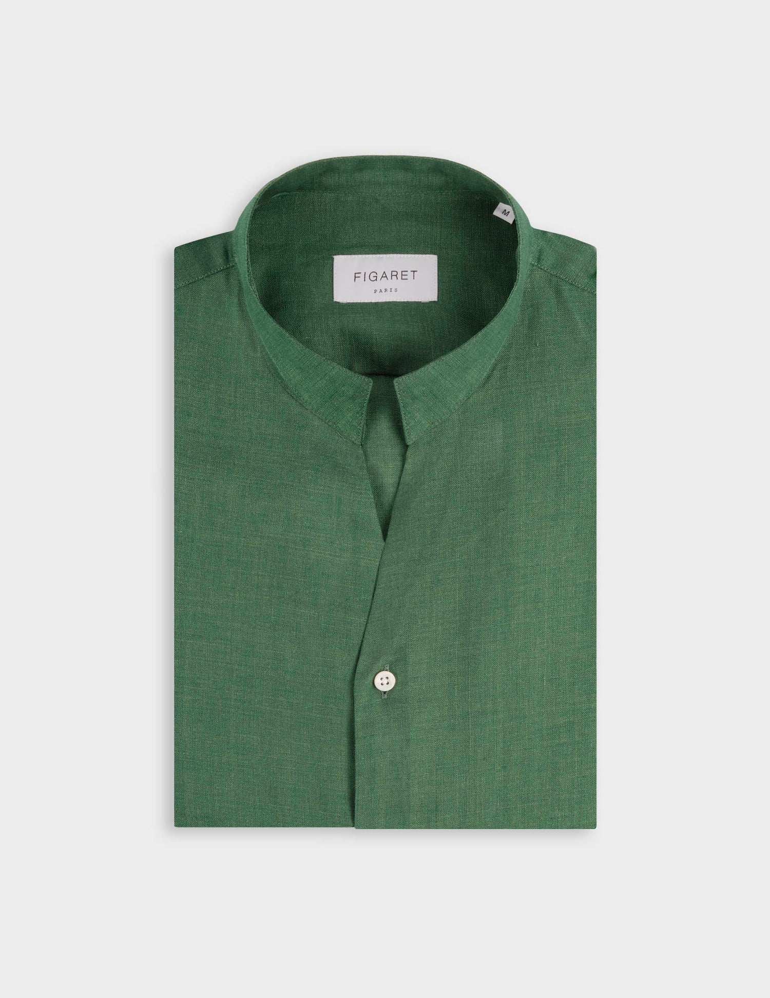 Green linen Carl shirt - Lin - droit ouvert Collar#5