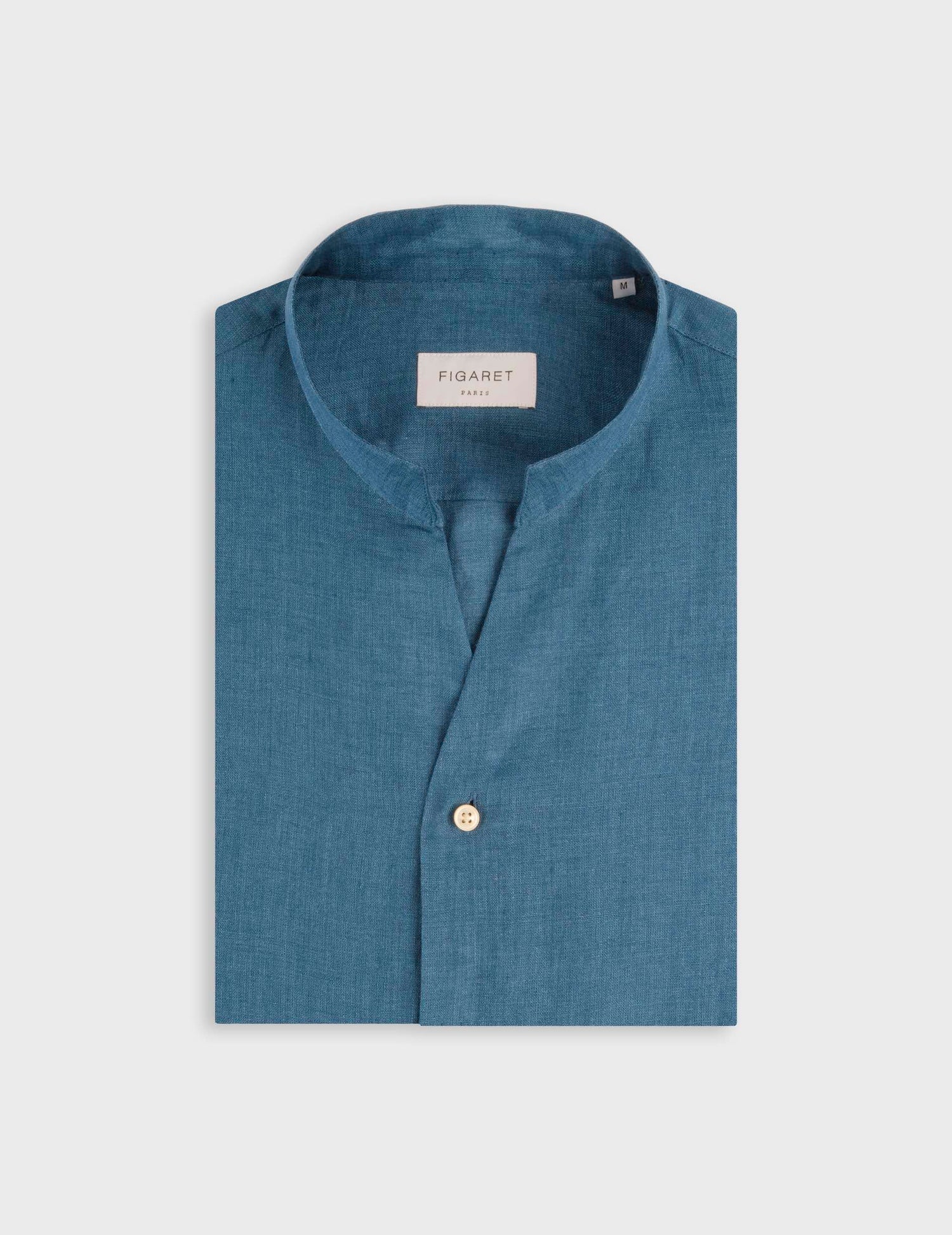Blue linen Carl shirt - Linen - Open right of way Collar#4