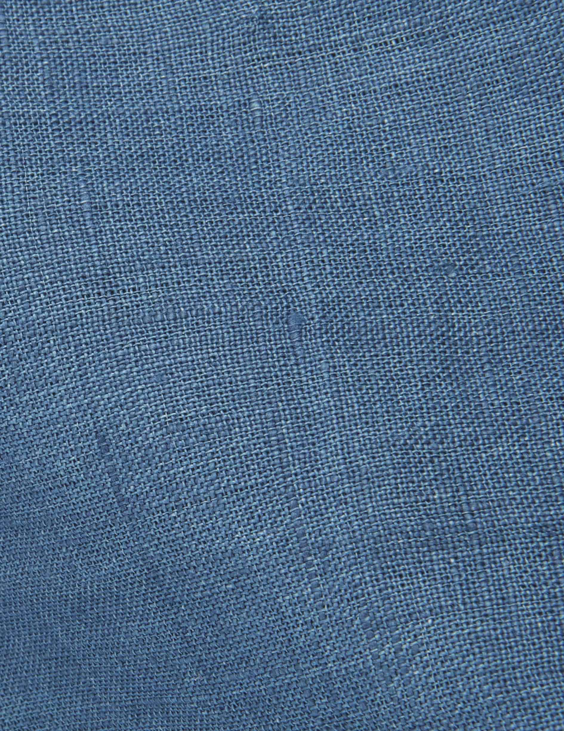 Chemise Carl en lin bleu - Lin - Col droit ouvert