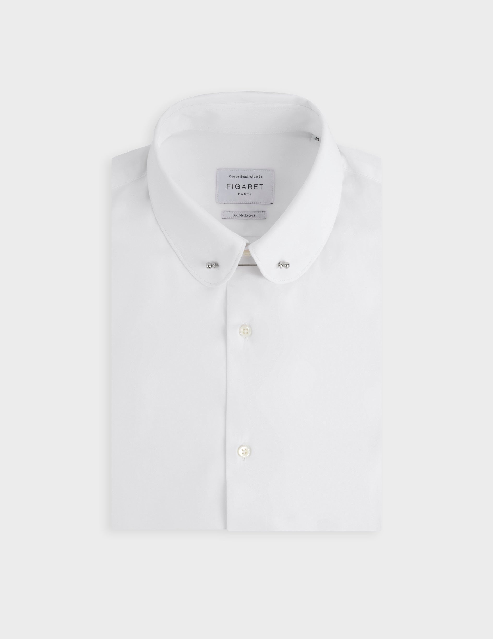 Semi-fitted white shirt - Popeline - Club Collar