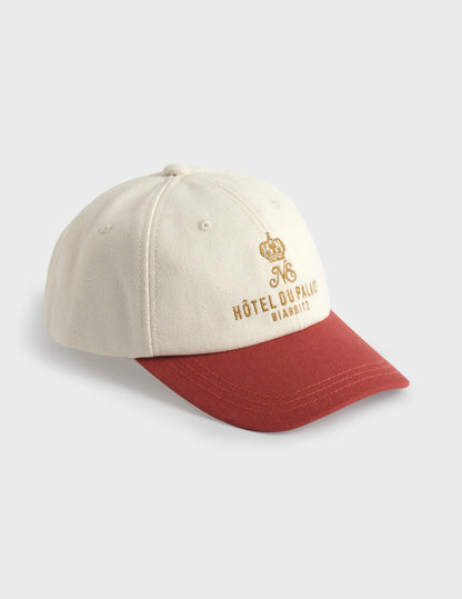 Casquette en canvas de coton écru et brique