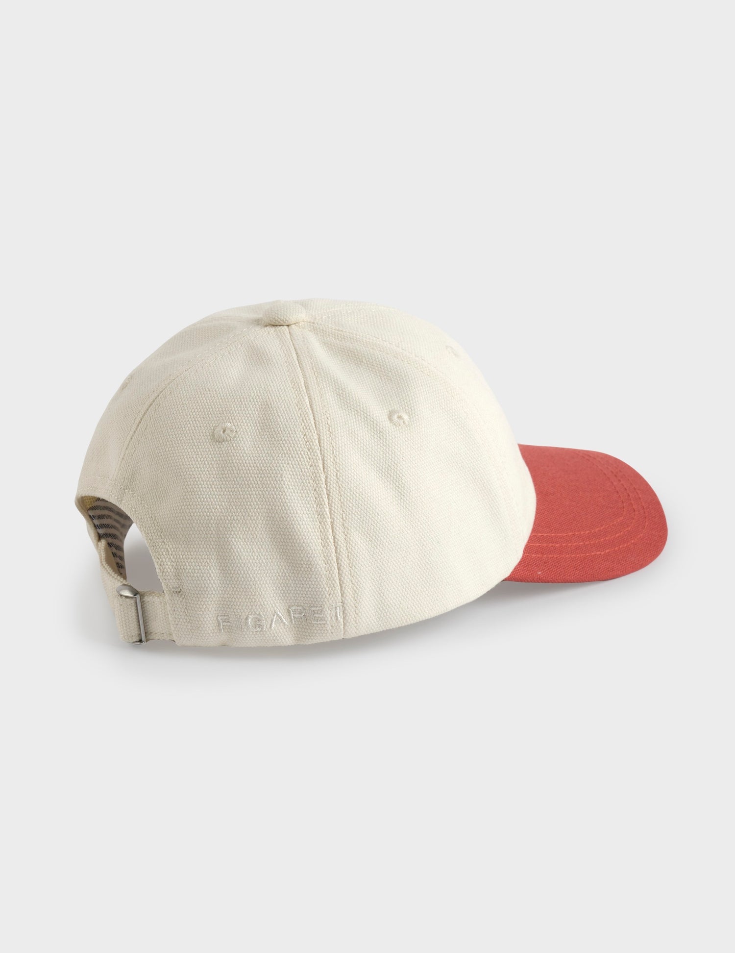 Casquette en canvas de coton écru et brique