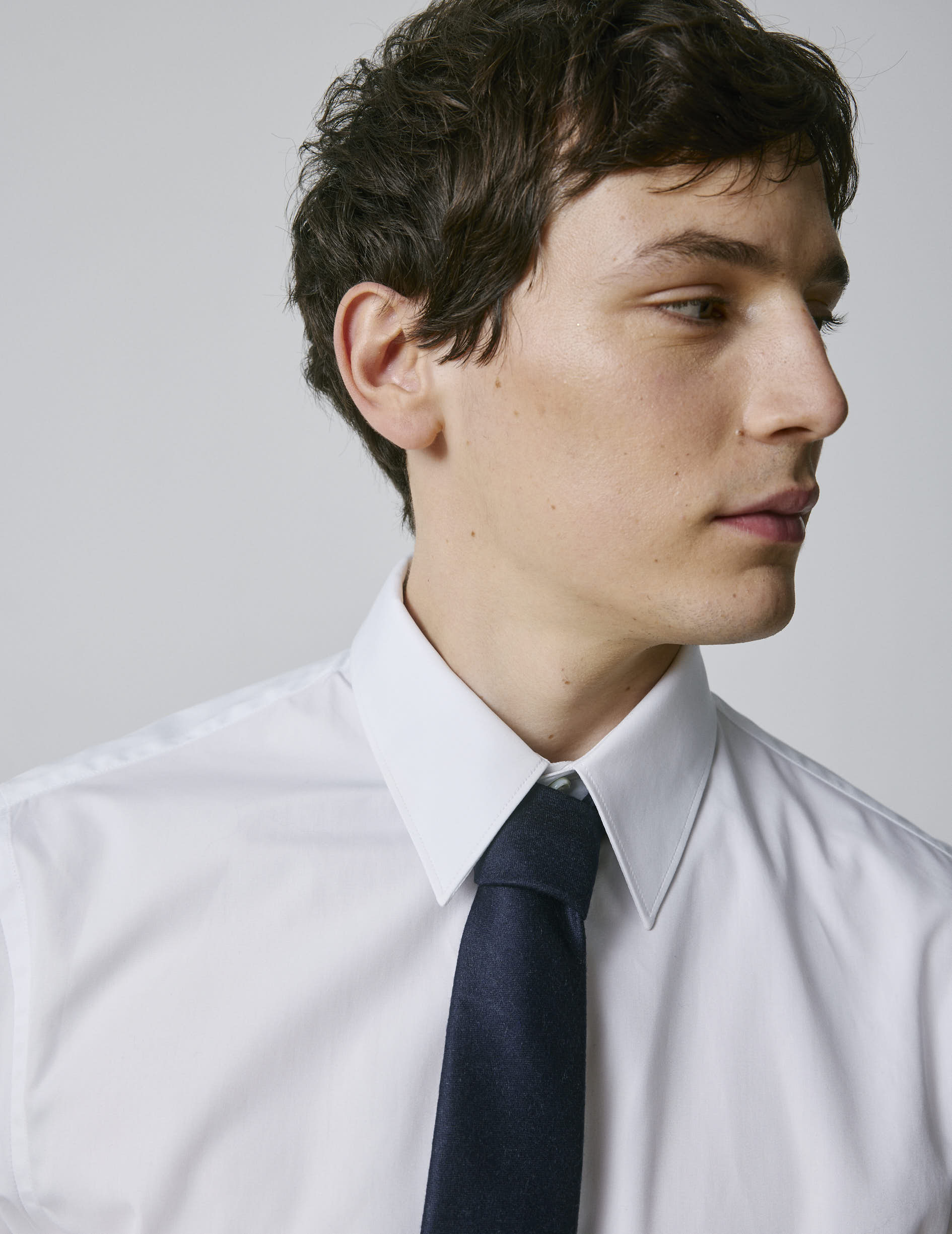 Cravate en laine vierge et cachemire marine - Toile