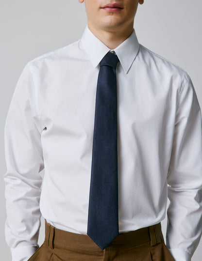 Cravate en laine vierge et cachemire marine