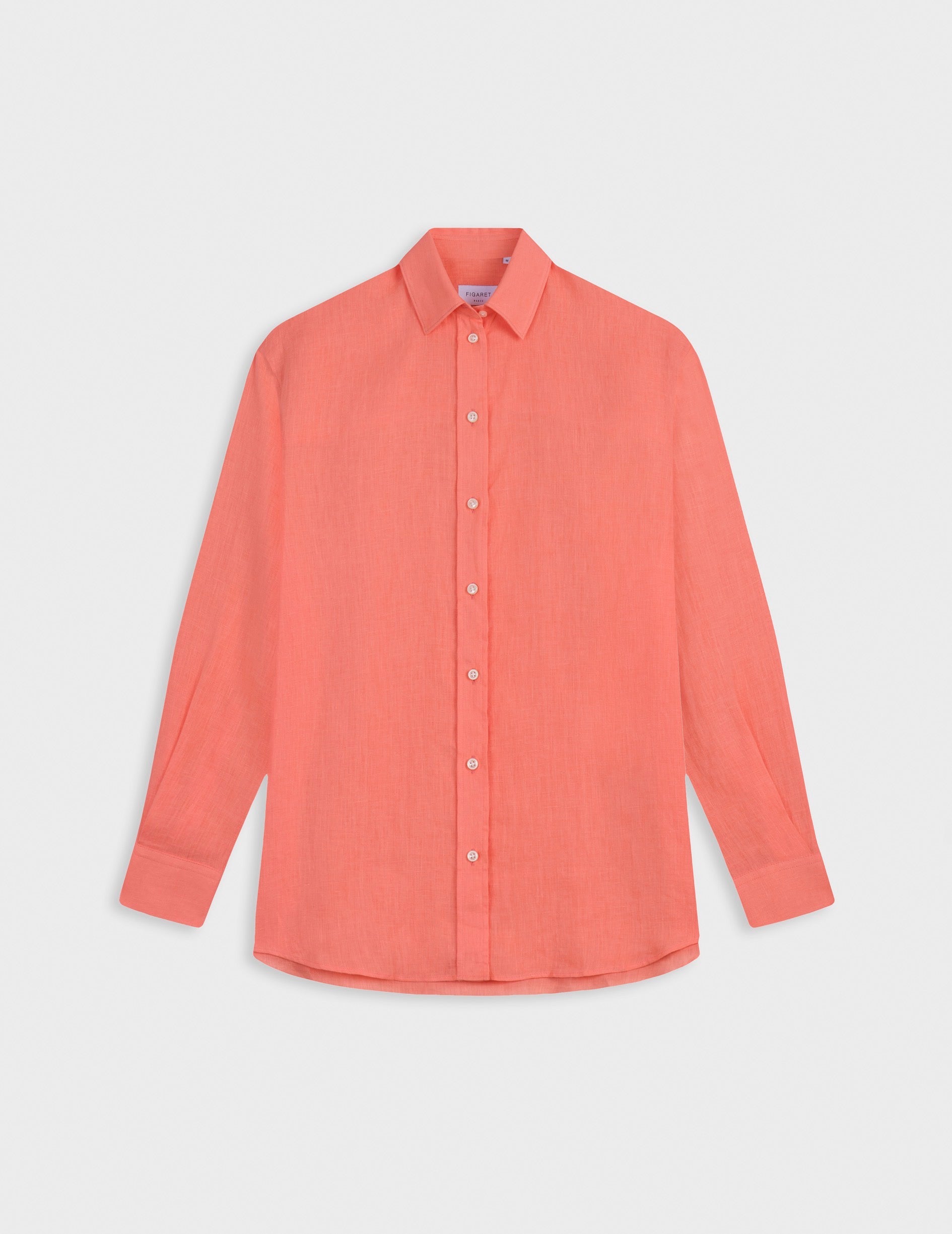 Oversized Delina shirt in coral linen
