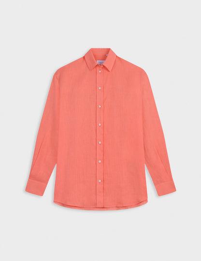 Oversized Delina shirt in coral linen