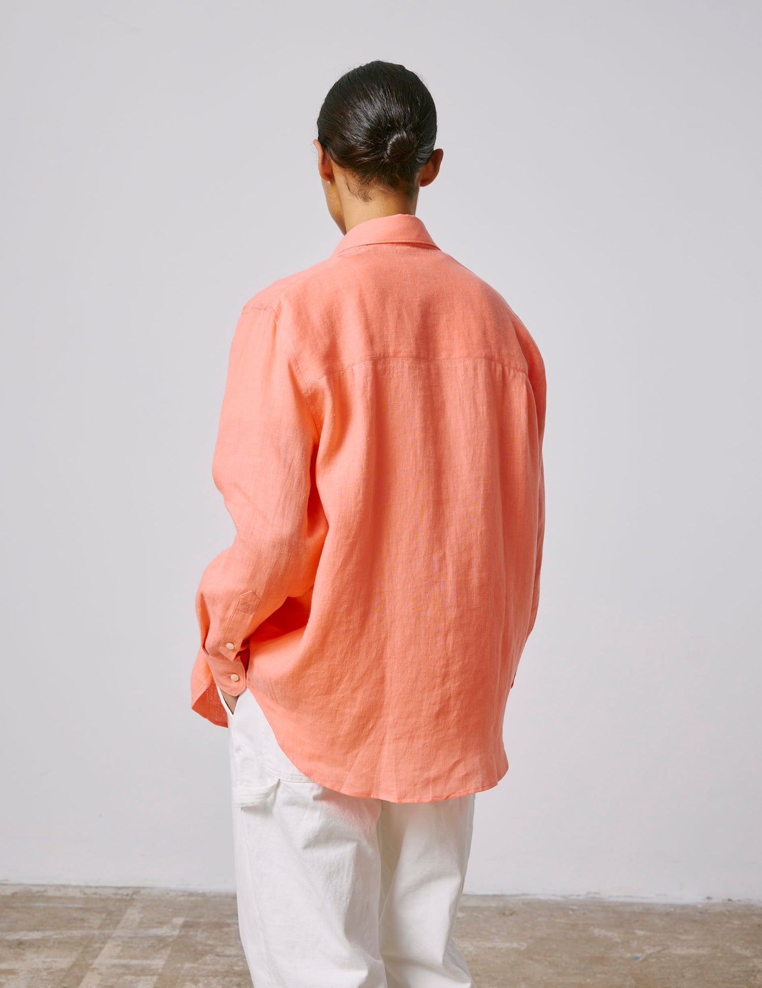 Chemise oversize Delina en lin corail