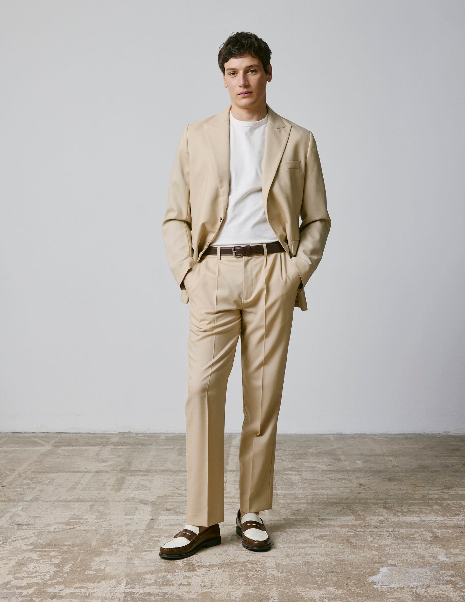 Driss suit pants in beige virgin wool