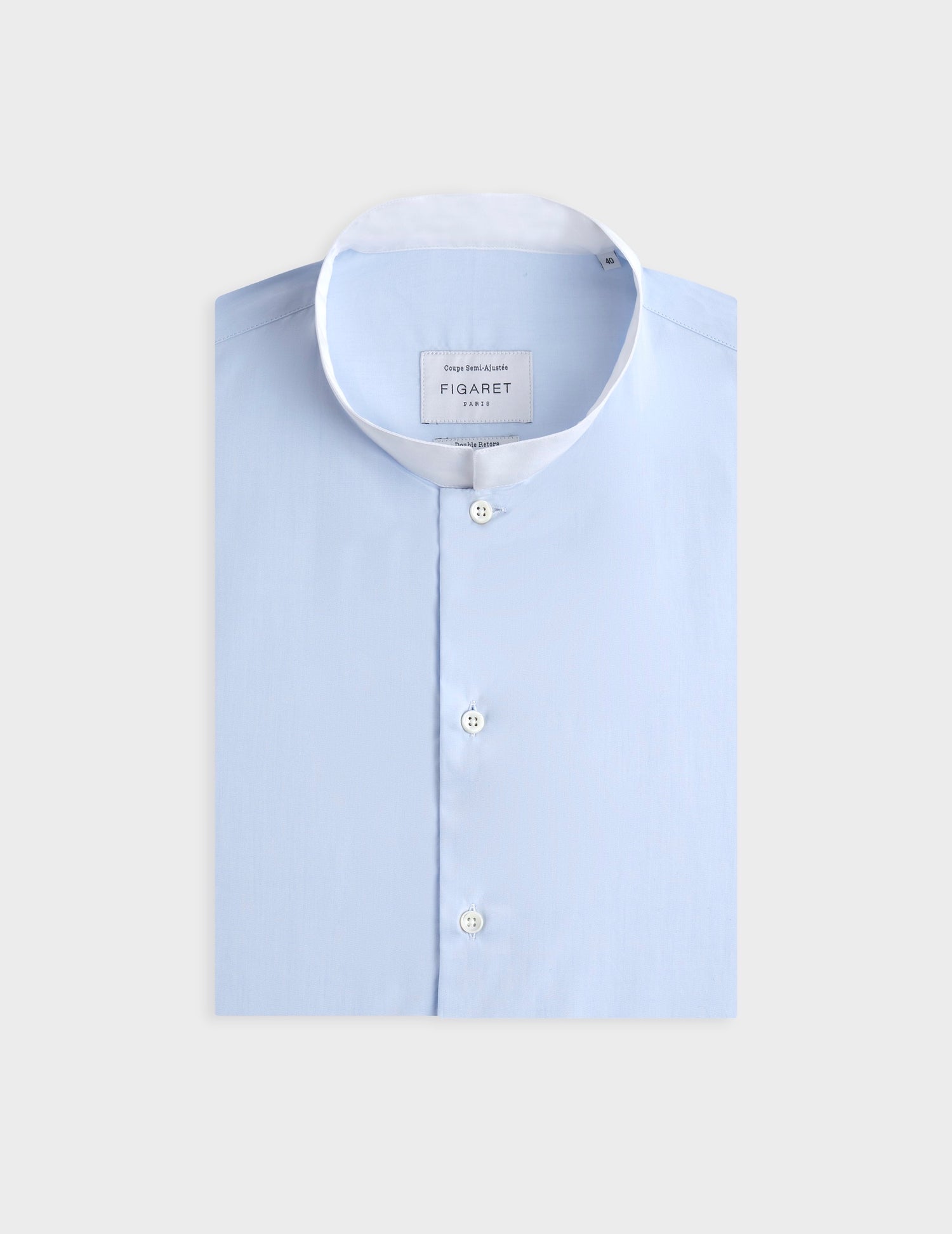 Chemise semi-ajustée bleu clair - Popeline - Col Droit