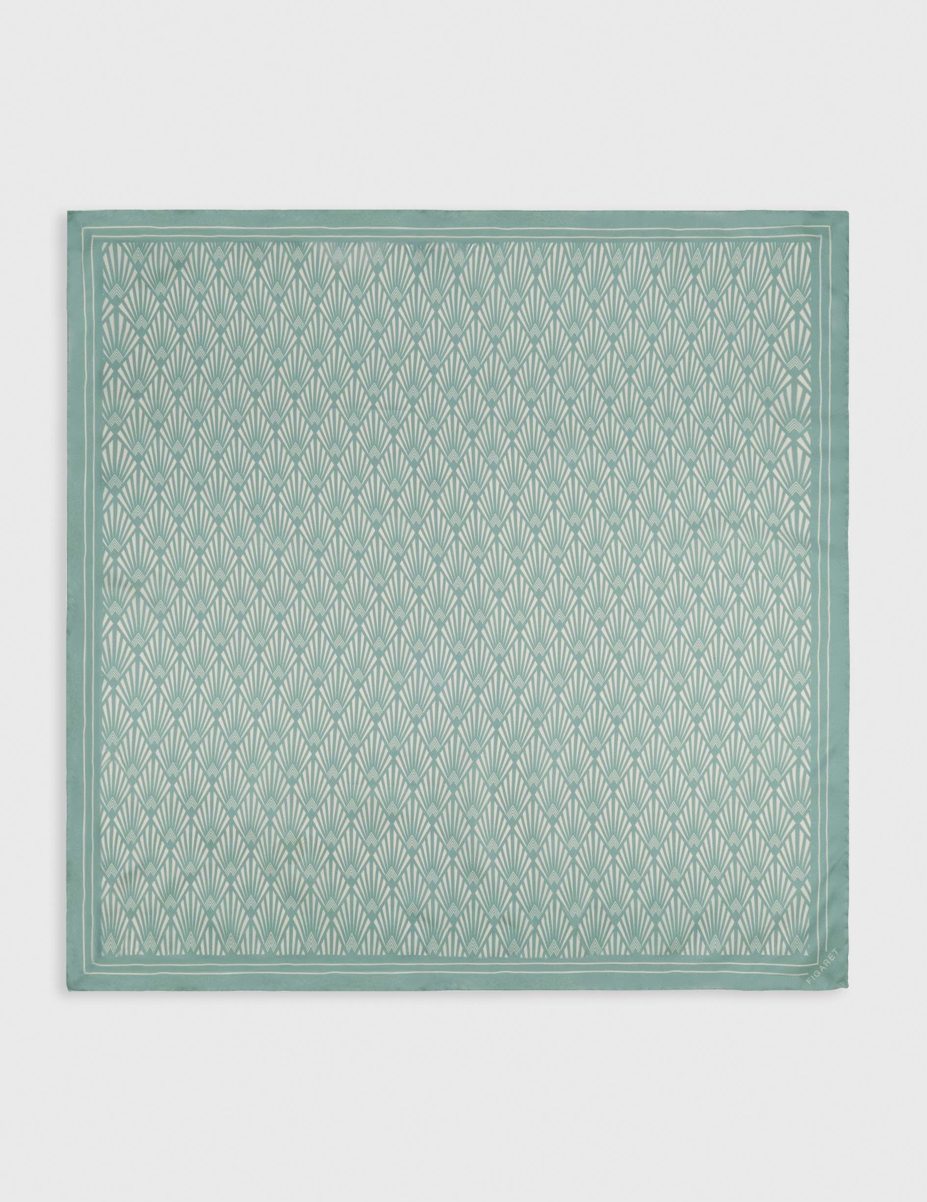 Foulard en twill de soie imprimée turquoise