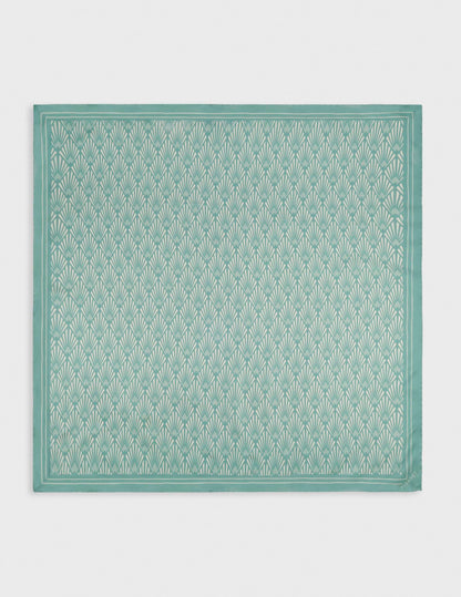 Foulard en twill de soie imprimée turquoise
