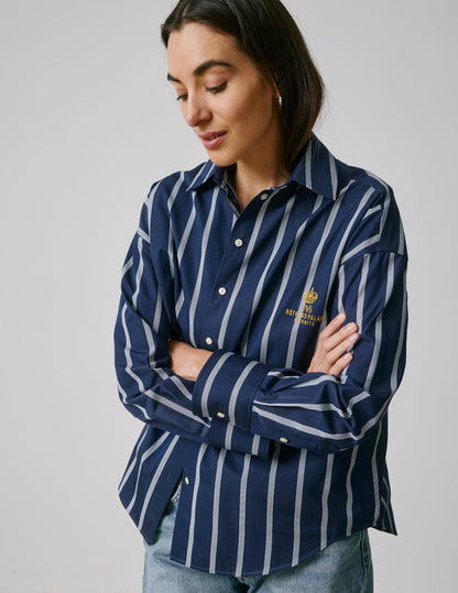 Chemise oversize Eugénie rayée bleu marine