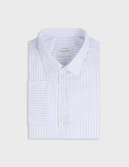 Chemise classique manches courtes rayée bleue