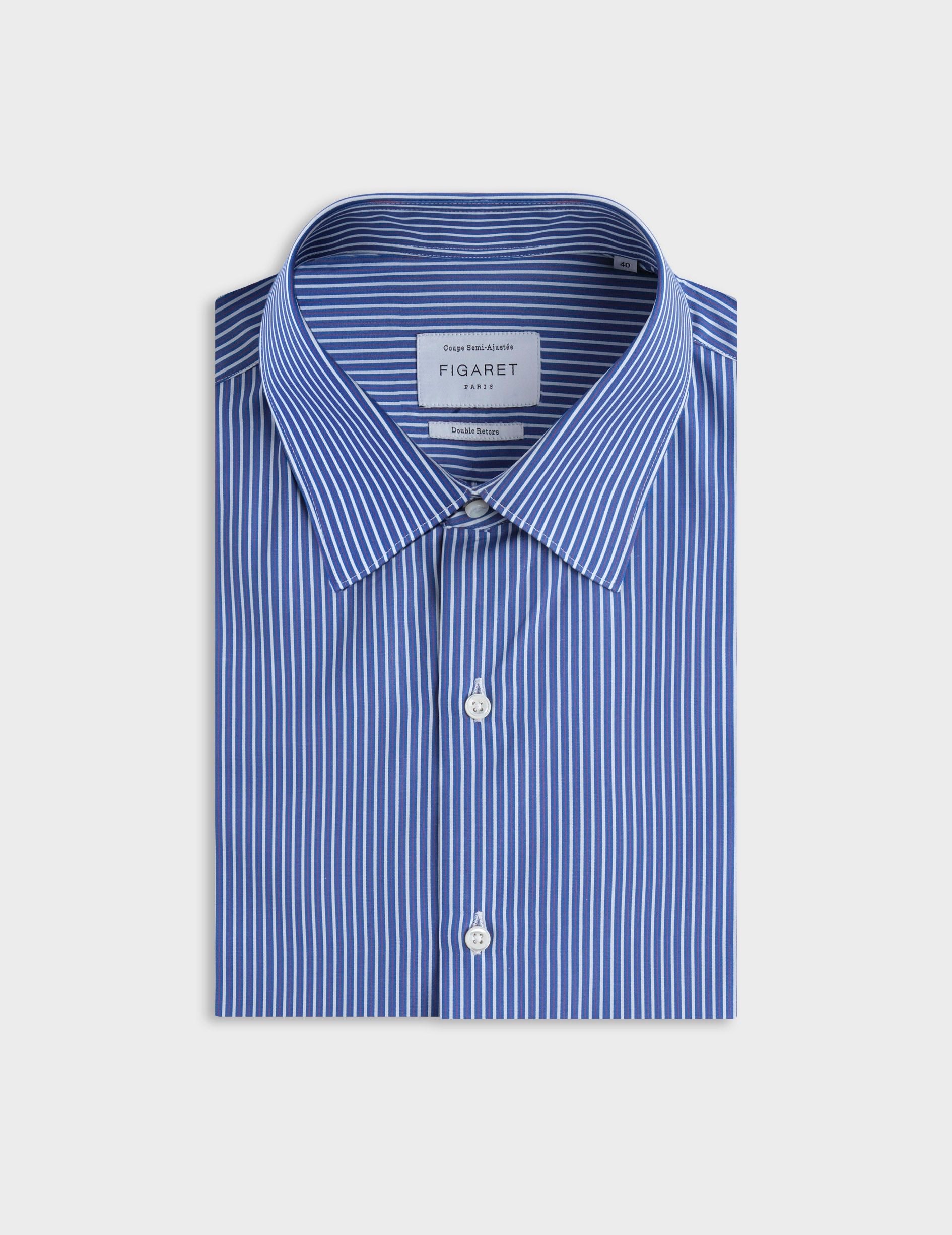 Semi-fitted striped navy shirt