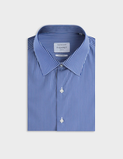 Semi-fitted striped navy shirt