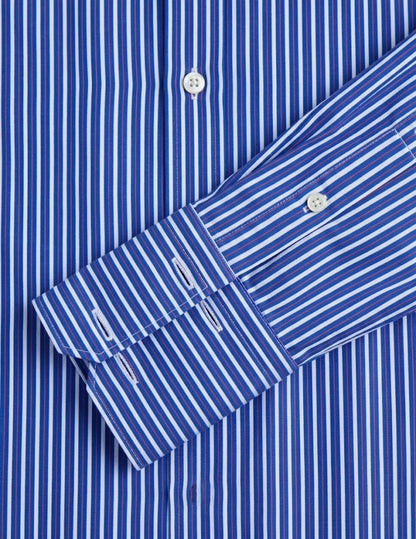 Semi-fitted striped navy shirt