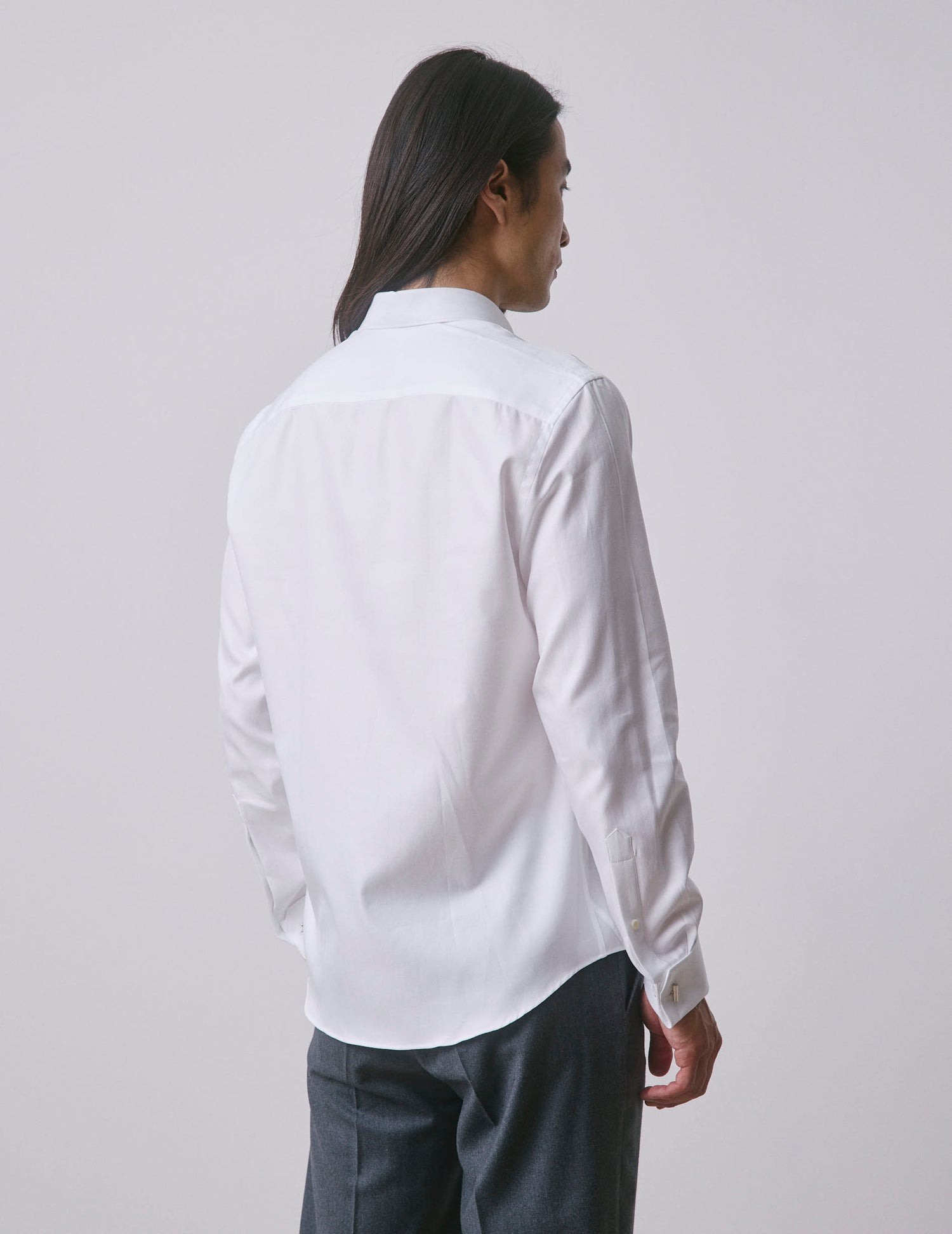 Semi-fitted white shirt - Herringbone - Figaret Collar - Musketeers Cuffs#4