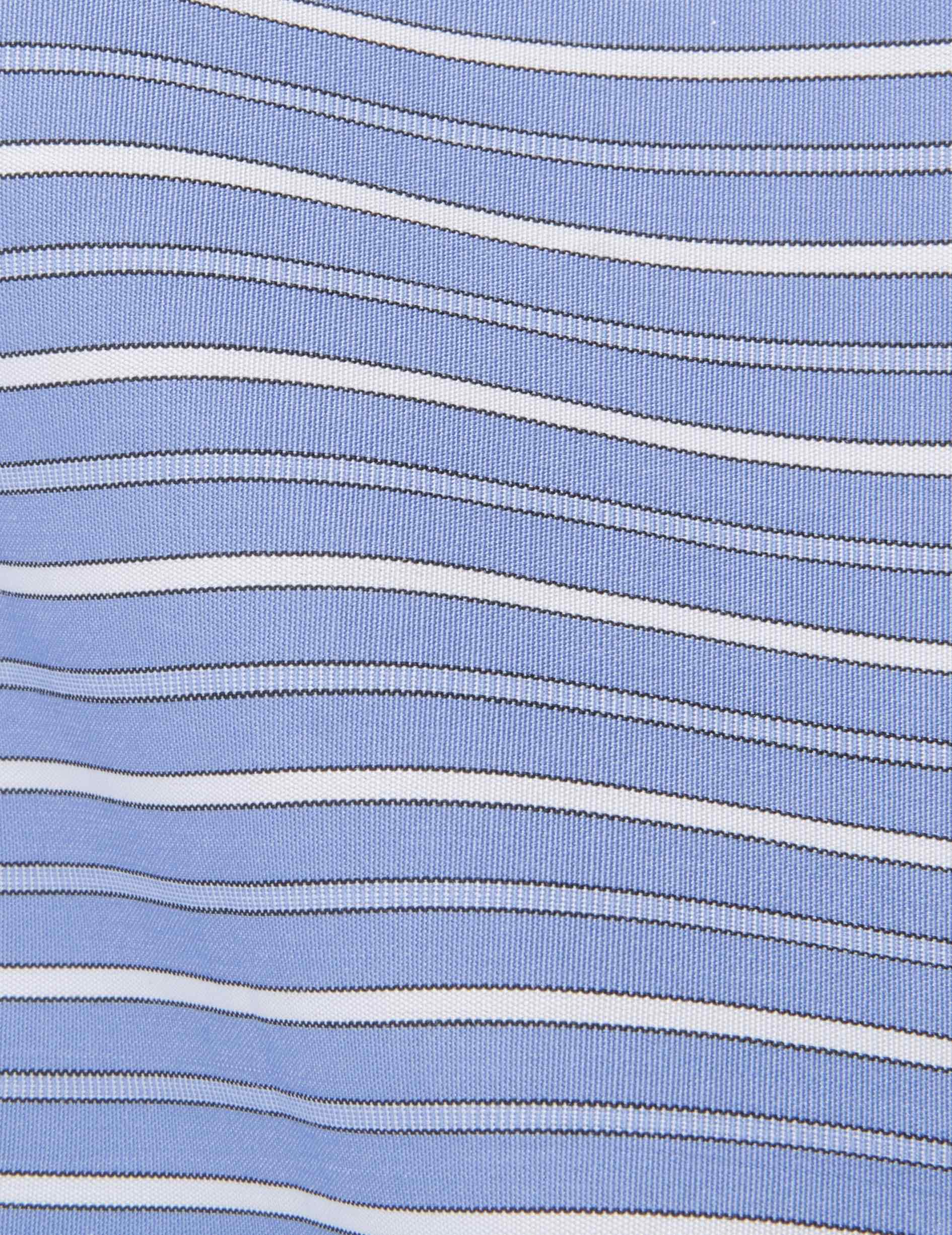 Chemise ajustée rayée bleue - Popeline - Col Figaret