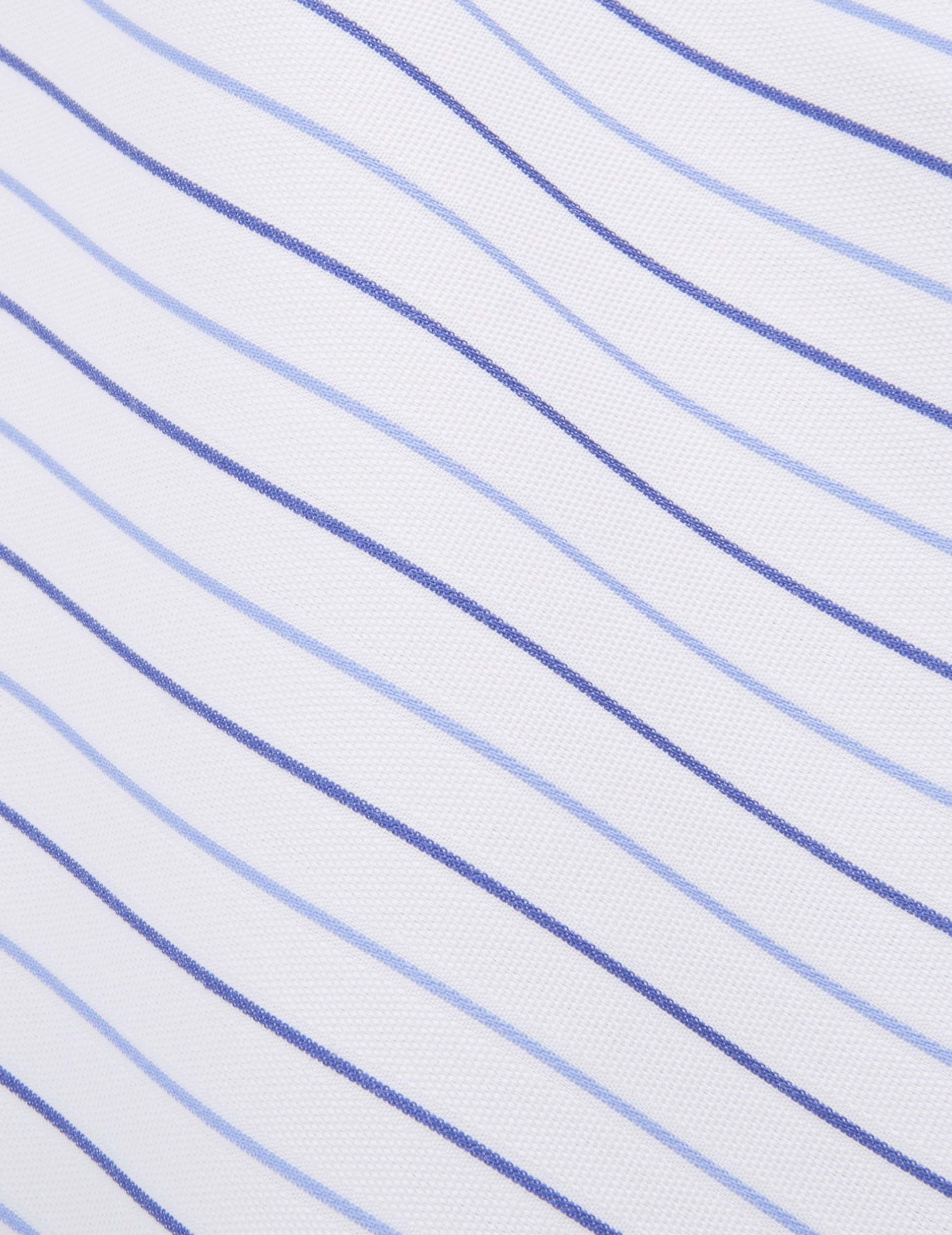 Chemise ajustée rayée bleue - Façonné - Col Figaret