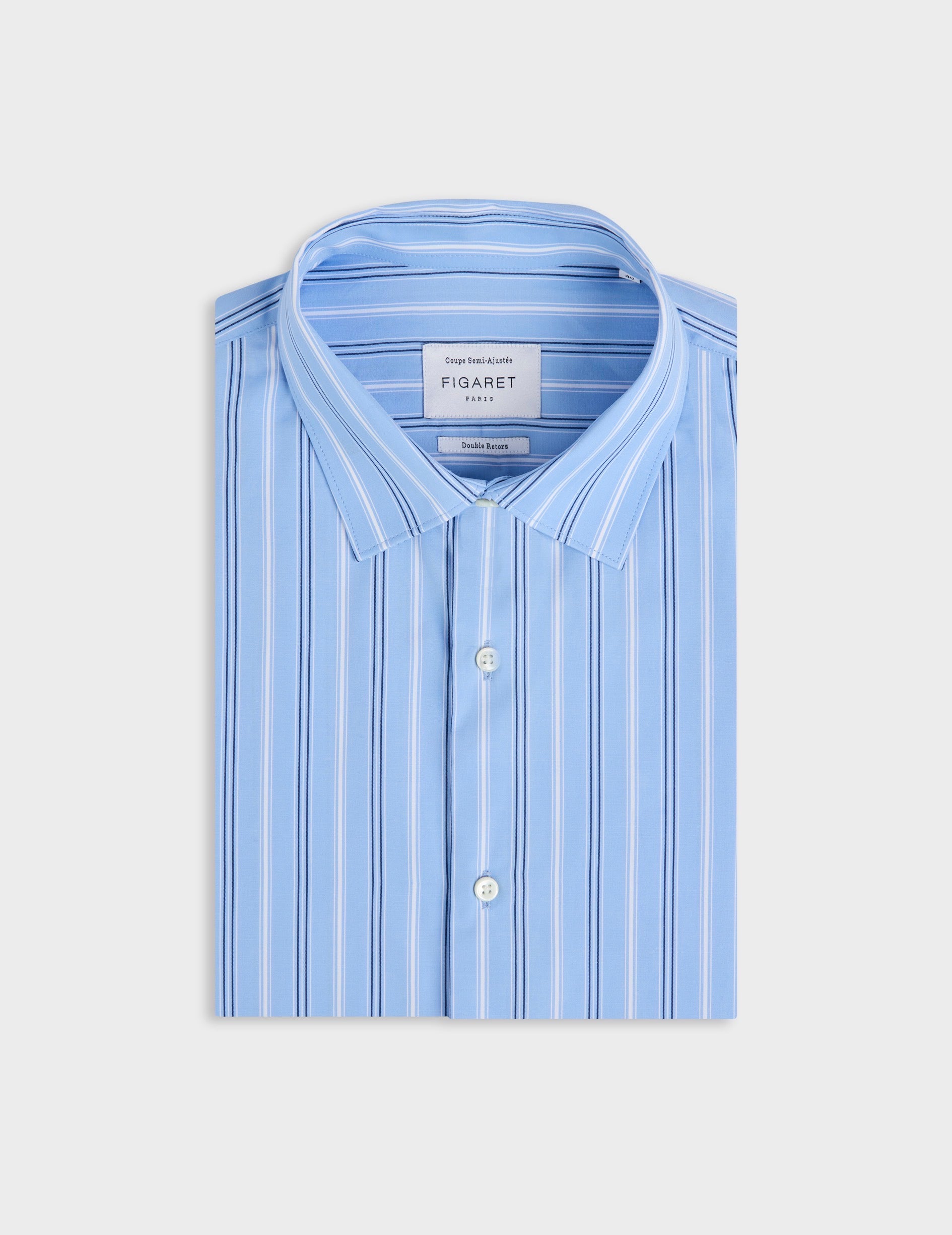 Chemise semi-ajustée rayée bleu clair