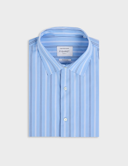Chemise semi-ajustée rayée bleu clair