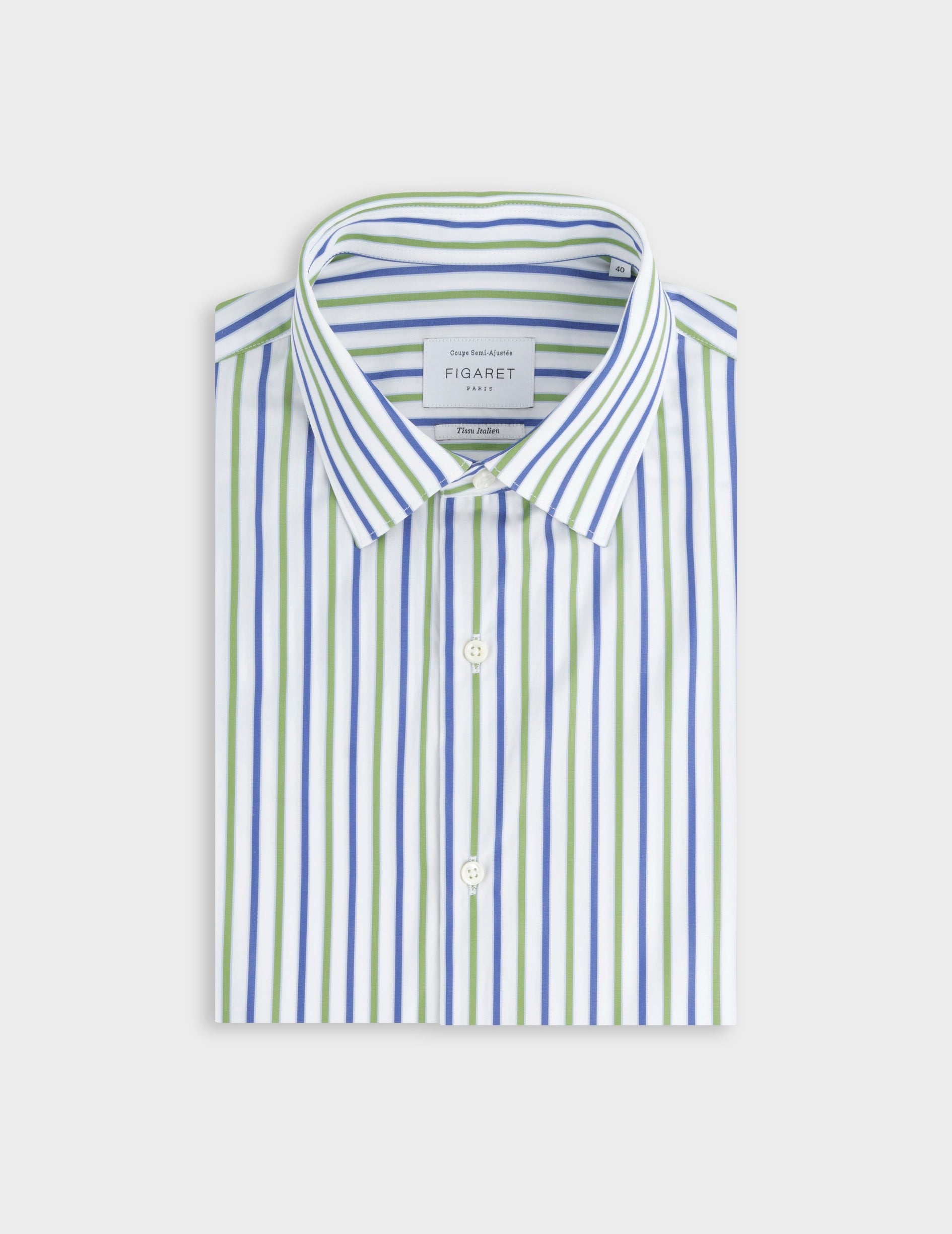 Semi-fitted striped green shirt 