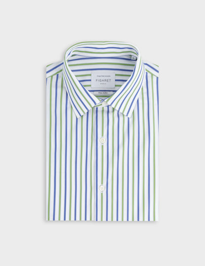 Semi-fitted striped green shirt 