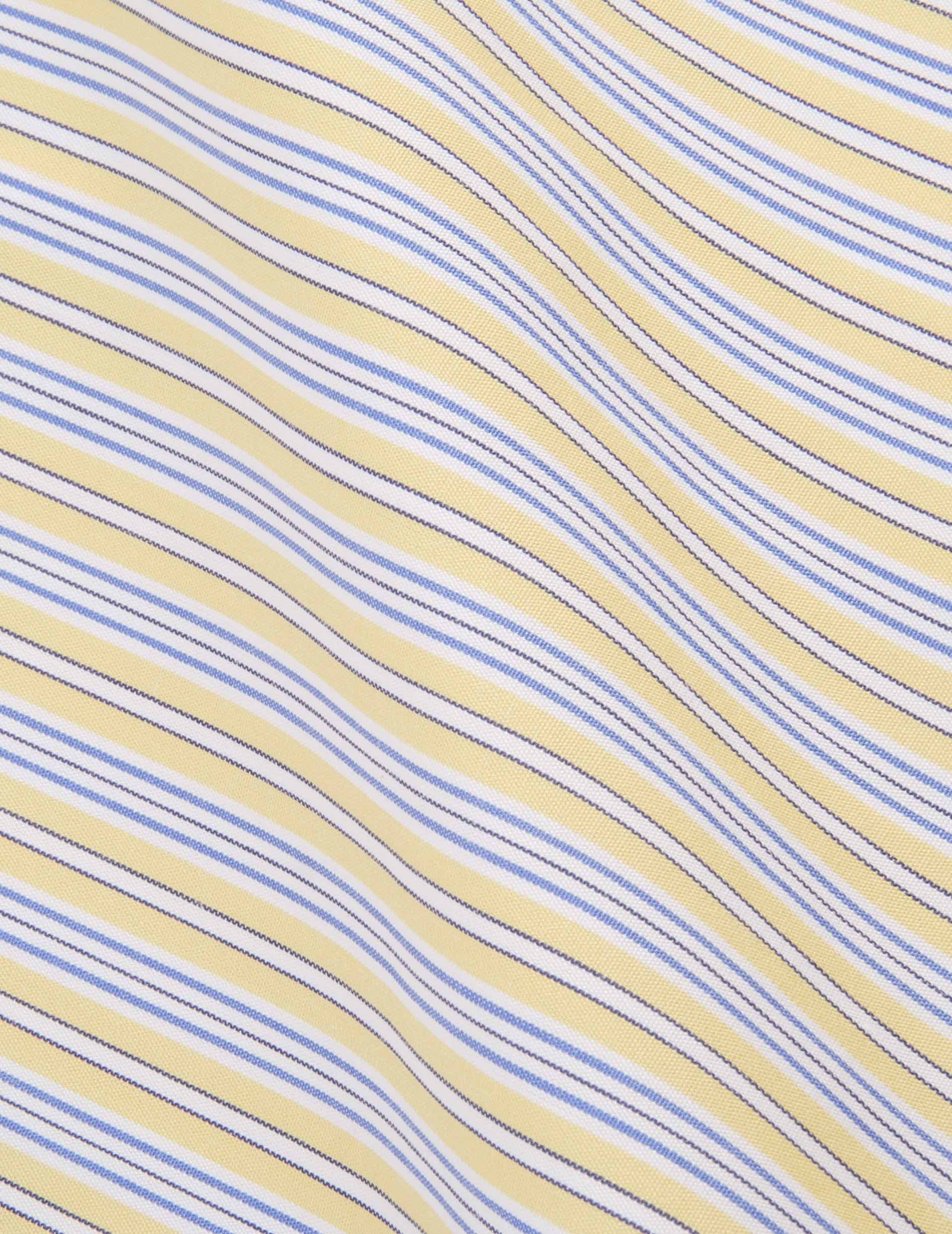 Chemise semi-ajustée rayée jaune - Popeline - Col Figaret