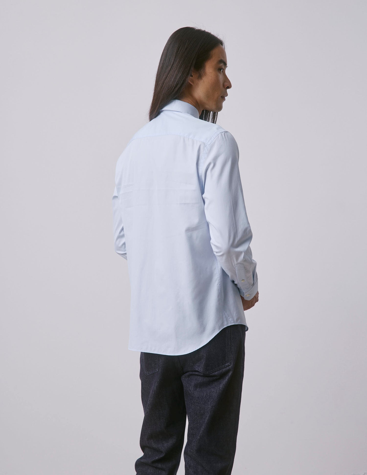 Chemise semi-ajustée Prestige bleu clair - Popeline - Col Figaret#4