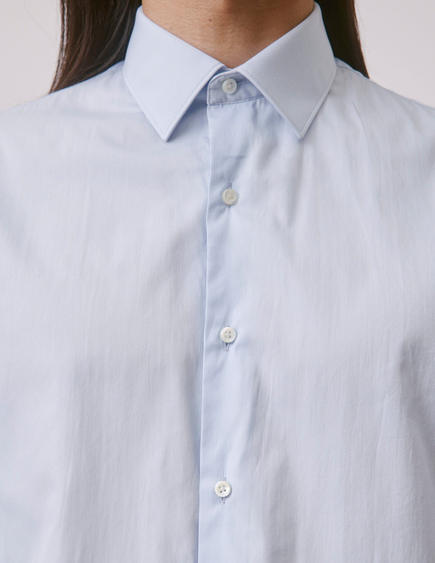 Chemise semi-ajustée Prestige bleu clair - Popeline - Col Figaret#5