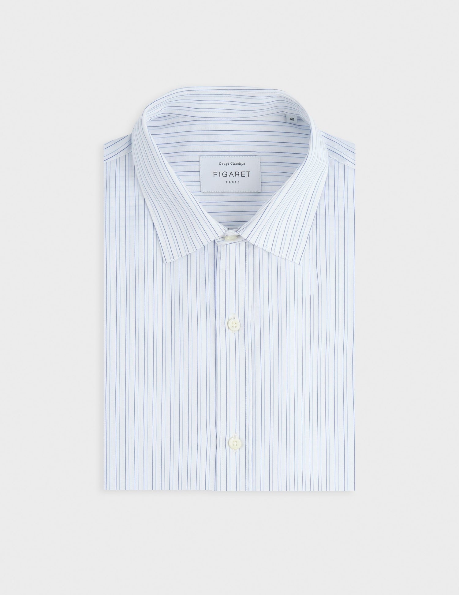 Chemise classique rayée bleue - Façonné - Col Figaret
