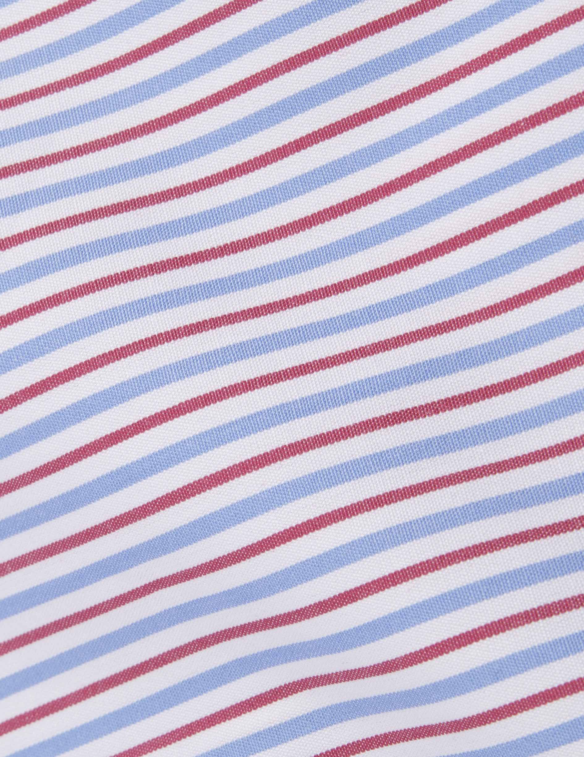 Chemise classique Voyage rayée rouge - Popeline - Col Figaret - Repassage facile