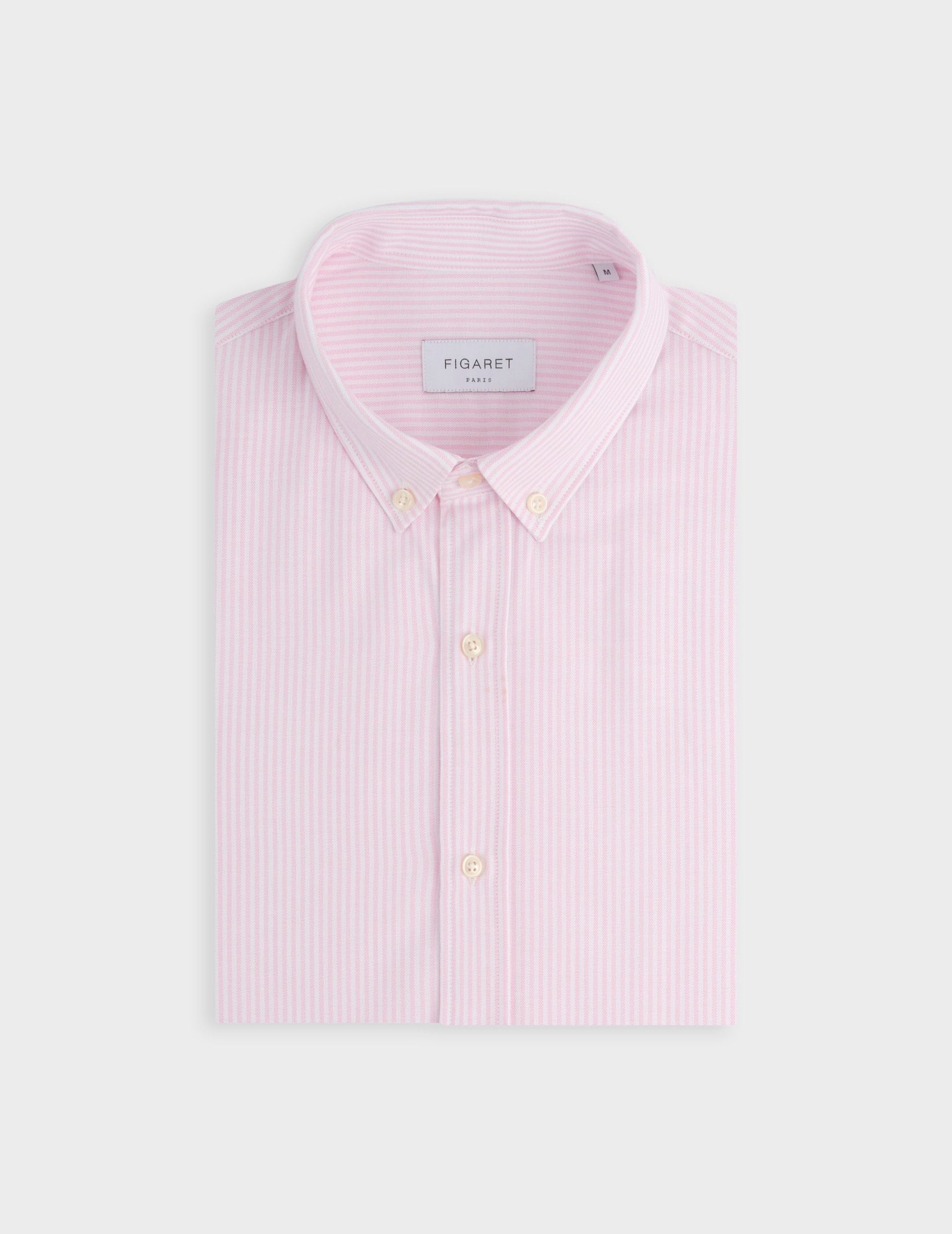 Chemise Gaspard rayée rose - Oxford - Col Américain
