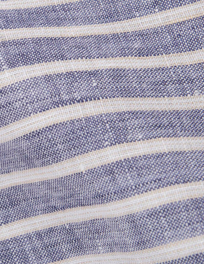 Chemise Gaspard en lin rayé bleu