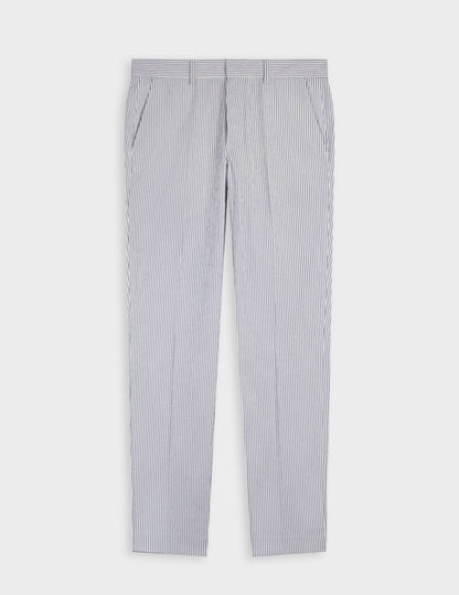 Chino Geofrey en seersucker rayé bleu