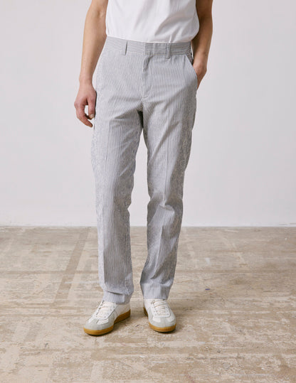 Chino Geofrey en seersucker rayé bleu