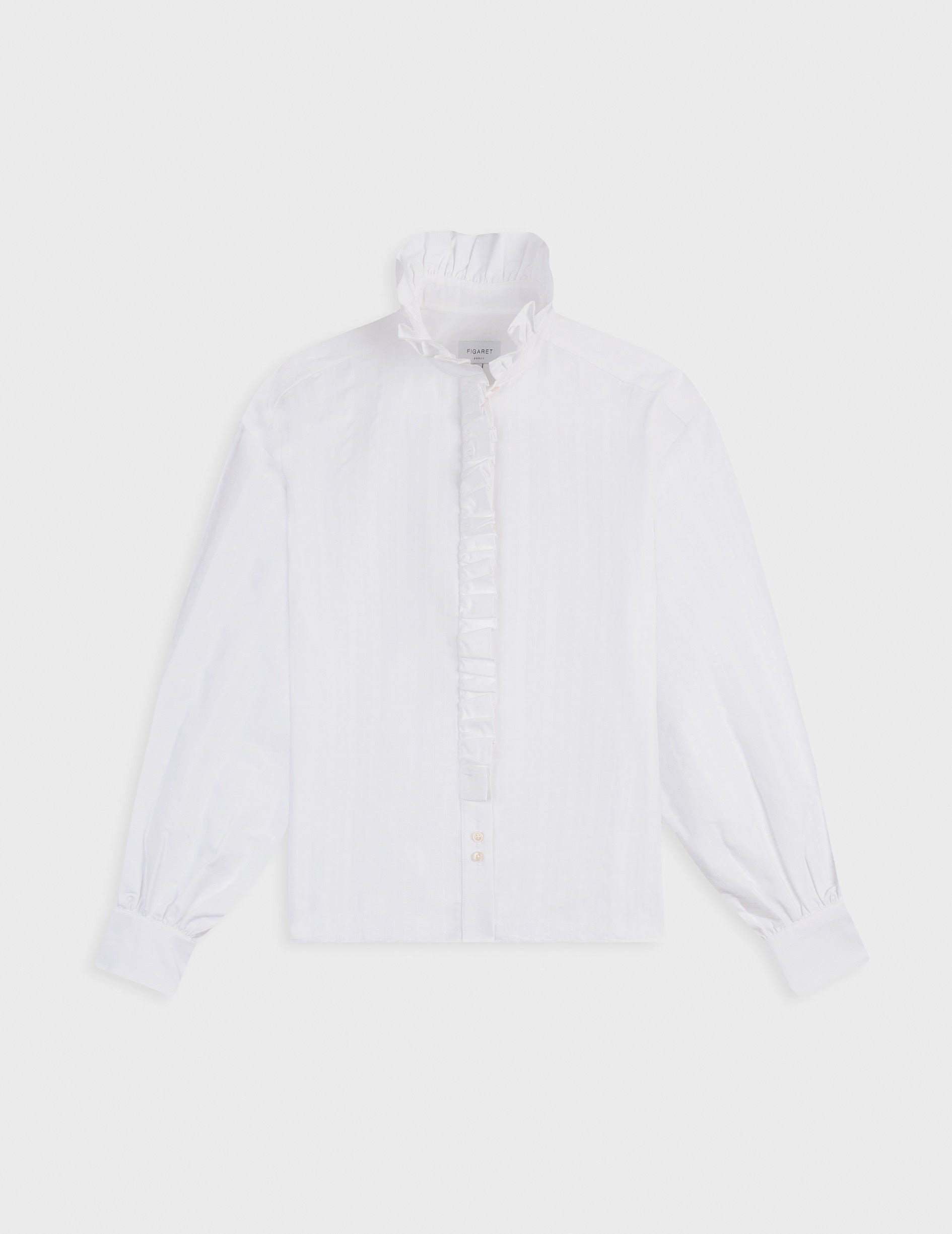 White Greta shirt - Jacquard - Victorian Collar