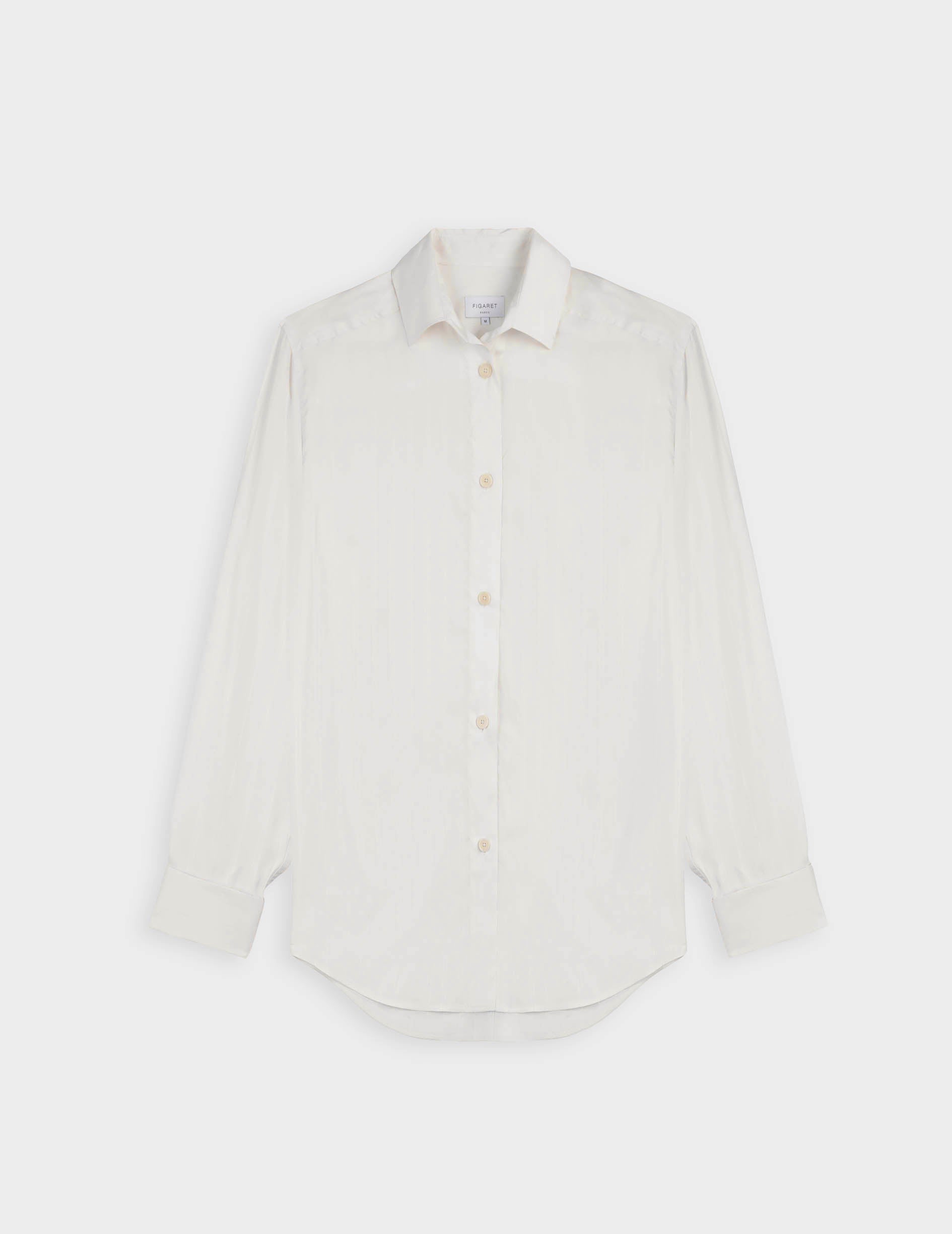 Striped ecru silk Hannah shirt  - Silk - Shirt Collar - French Cuffs