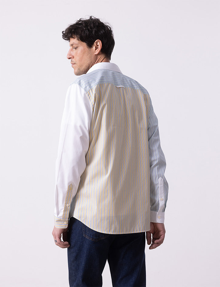 Fun shirt Harry rayée verte - Popeline - Col Américain#3